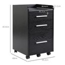 HOMCOM 3 Drawer Mobile Filing Cabinet Lockable Filing Cabinet, Black