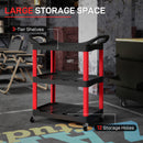 HOMCOM 3-Tier Rolling Tool Cart, Tool Trolley on Wheels for Garage, Black and Red