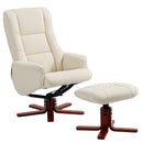 HOMCOM Recliner Armchair with Wood Base, Upholstered Reclining Chair