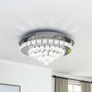 Livingandhome Round Crystal-droplets LED Semi Flush Ceiling Light