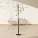 HOMCOM 3-Light Floor Lamp, 165 cm Tall Standing Lamp with Foot Switch