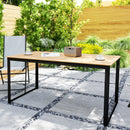 Outsunny Garden Table for 6 People with Slatted Table Top, Metal Frame, Teak