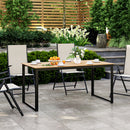 Outsunny Garden Table for 6 People with Slatted Table Top, Metal Frame, Teak
