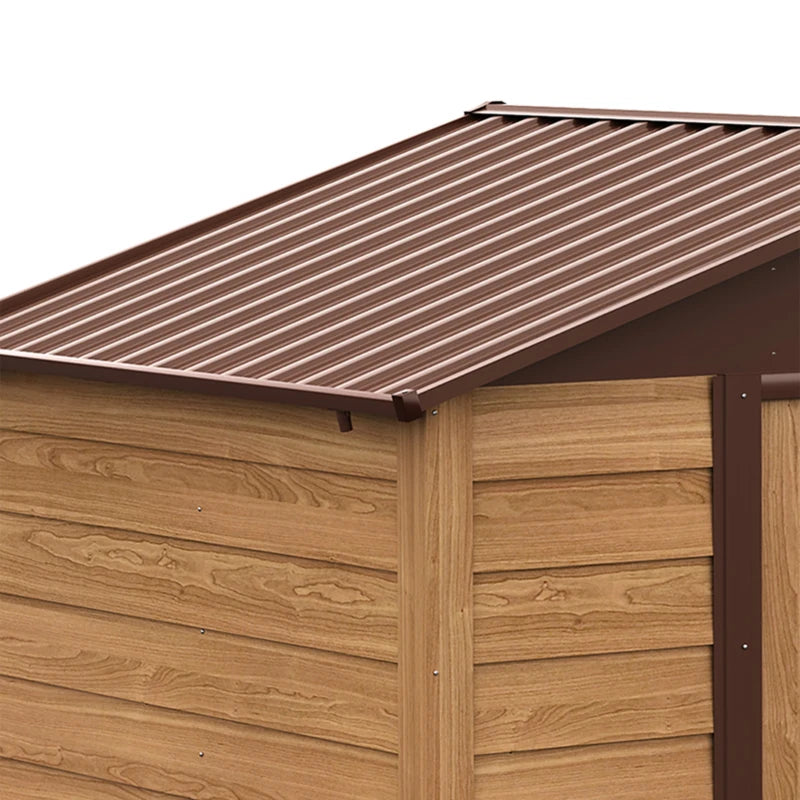 Outsunny Outdooor Storage Shed Wooden Effect Galvanised Steel 7.7ft x 6.4ft