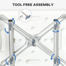 HOMCOM EVA Padded Shower Stool With Back And Arms 4 Suction Foot Pads Blue