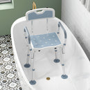 HOMCOM EVA Padded Shower Stool With Back And Arms 4 Suction Foot Pads Blue