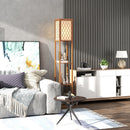 HOMCOM Modern Floor Lamp Light With 3 Shelves Fabric Lampshade