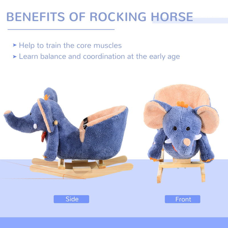 HOMCOM Children Rocking  Elephant-Blue/Beige