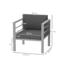 Outsunny Patio Furniture Aluminium Armchair with Cushions, Charcoal Grey