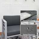 Outsunny Patio Furniture Aluminium Armchair with Cushions, Charcoal Grey