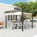 Outsunny Pergola with Retractable Roof and Aluminium Frame - Khaki