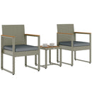 Outsunny 3-Piece Rattan Bistro Set with Acacia Wood Table