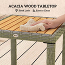 Outsunny 3-Piece Rattan Bistro Set with Acacia Wood Table