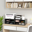 HOMCOM Desktop Printer Stand With 3 Open Compartments, Desk Organiser, Black