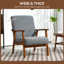 HOMCOM Boucle Accent Chair Armchair W/ Wide Seat For Living Room Bedroom - White/Grey