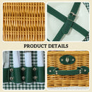 Outsunny Wicker Picnic Basket for 2 w/ Insulated Cooler Bag, Light Brown