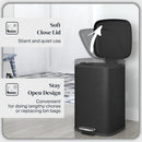 HOMCOM 20L Kitchen Pedal Bin, Metal Rubbish Bin With Soft-close Lid