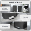HOMCOM 20L Kitchen Pedal Bin, Metal Rubbish Bin With Soft-close Lid