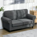 HOMCOM 2 Seater Sofa for Living Room, with Nailhead Trim, Dark Brown