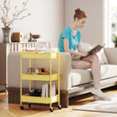 HOMCOM 3 Tier Rolling Utility Cart with 3 Mesh Basket