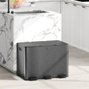 HOMCOM 3 x 20L Triple Kitchen Bin Pedal Bin for Recycling and Waste, Black