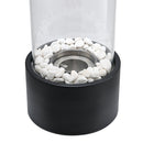 Round Freestanding Tabletop Ventless Ethanol Fireplace with Glass Screen