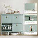 HOMCOM 4 Drawer Shoe Cabinet with Flip Doors for Hallway, Entryway, Green