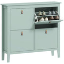 HOMCOM 4 Drawer Shoe Cabinet with Flip Doors for Hallway, Entryway, Green