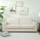 HOMCOM Modern 3 Seater Sofa Upholstered Corduroy Sofa Couch Cream White