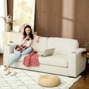 HOMCOM Modern 3 Seater Sofa Upholstered Corduroy Sofa Couch Cream White