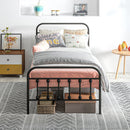 HOMCOM 3ft Metal Single Platform Bed Frame W/ Underbed Storage Headboard Black
