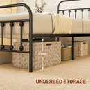 HOMCOM 3ft Metal Single Platform Bed Frame W/ Underbed Storage Headboard Black