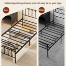 HOMCOM 3ft Metal Single Platform Bed Frame W/ Underbed Storage Headboard Black