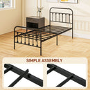 HOMCOM 3ft Metal Single Platform Bed Frame W/ Underbed Storage Headboard Black