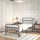 HOMCOM 3ft Metal Single Platform Bed Frame W/ Underbed Storage Headboard Black