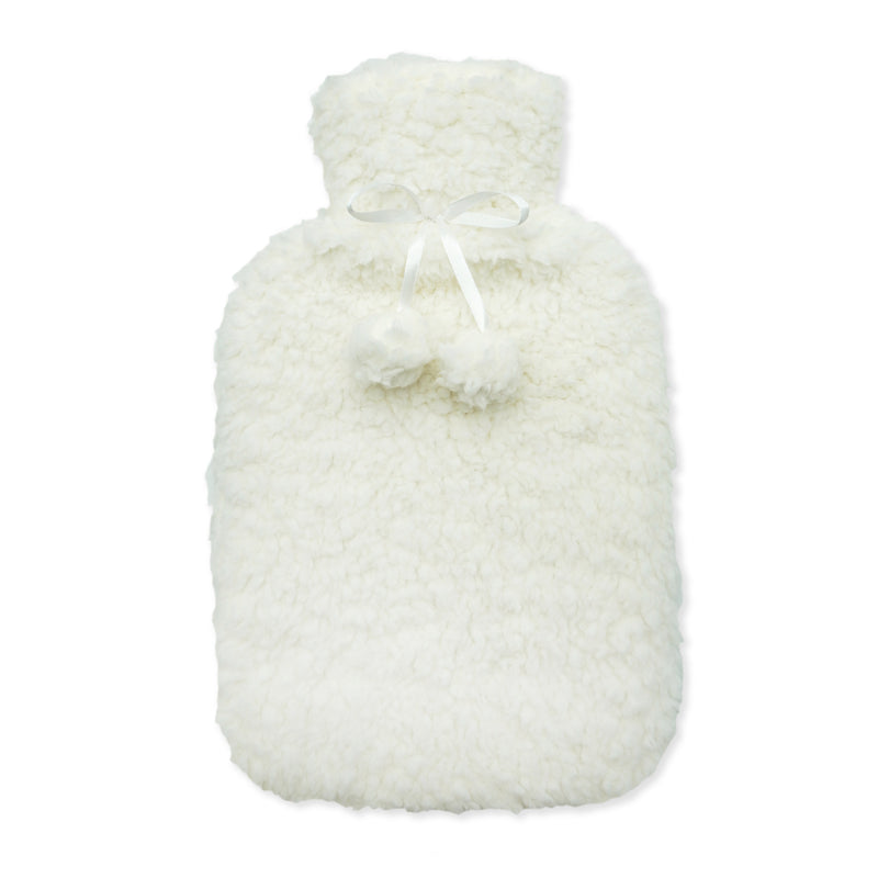 Lewis's Hot Water Bottle with Teddy Fleece Cover 2L - Cream