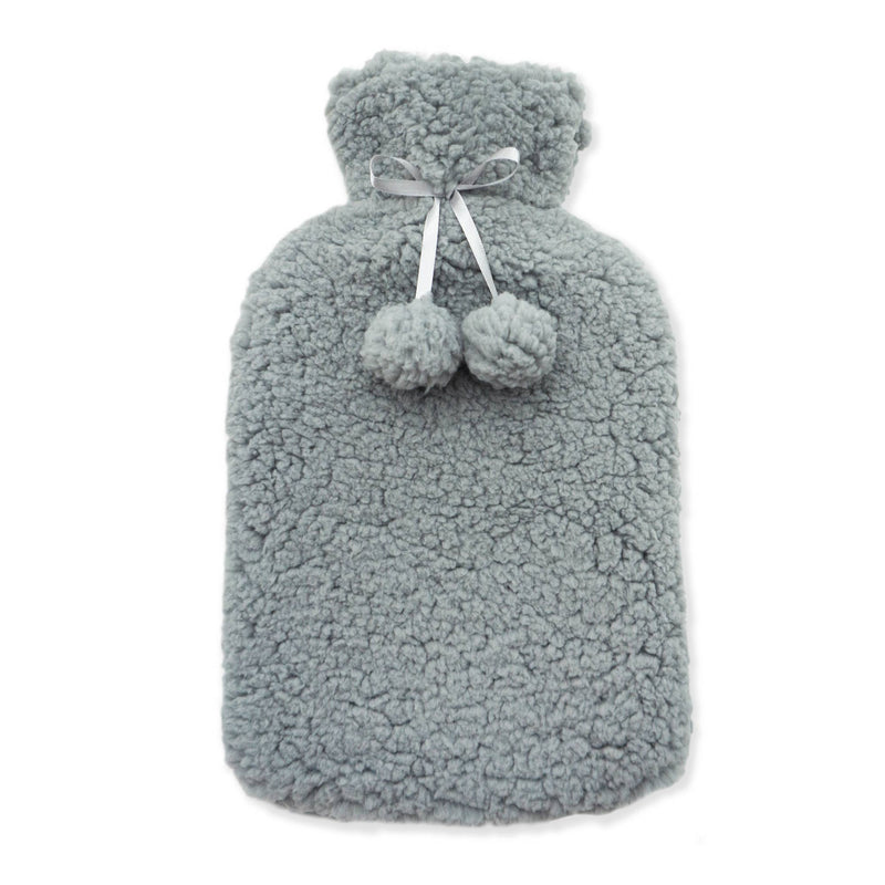Lewis's Hot Water Bottle with Teddy Fleece Cover 2L - Grey