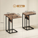 HOMCOM C Shaped Side Table with Charging Station and Foldable Top