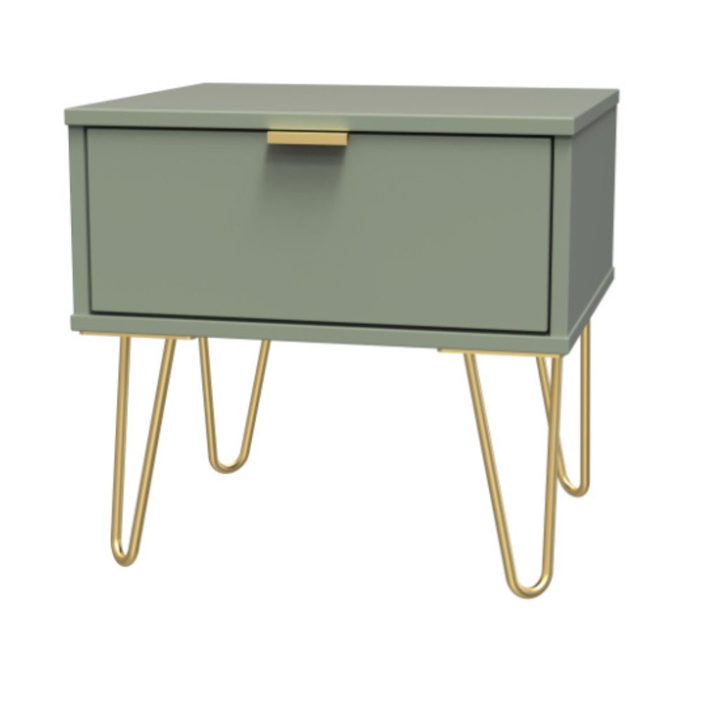 Harare Ready Assembled Bedside Table with 1 Drawer Reed Green