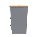 Kingston Ready Assembled Bedside Table with 3 Drawers  - Dust Grey & Bardolino Oak