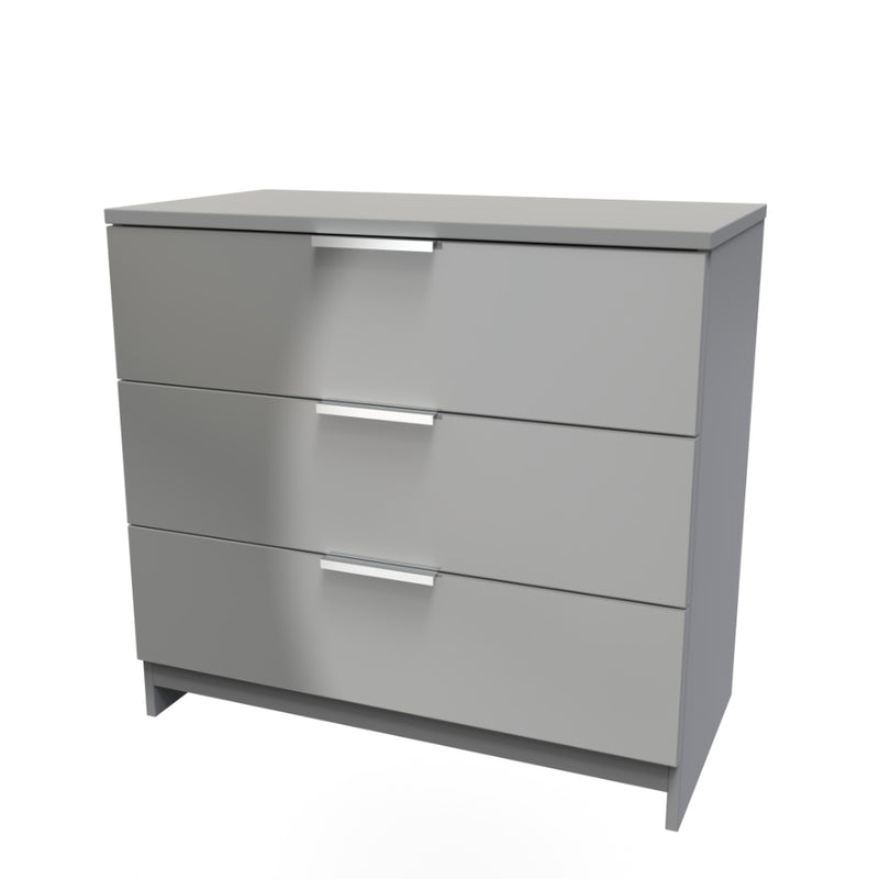 Paris Ready Assembled Chest of Drawers with 3 Drawers  - Uniform Gloss & Dusk Grey