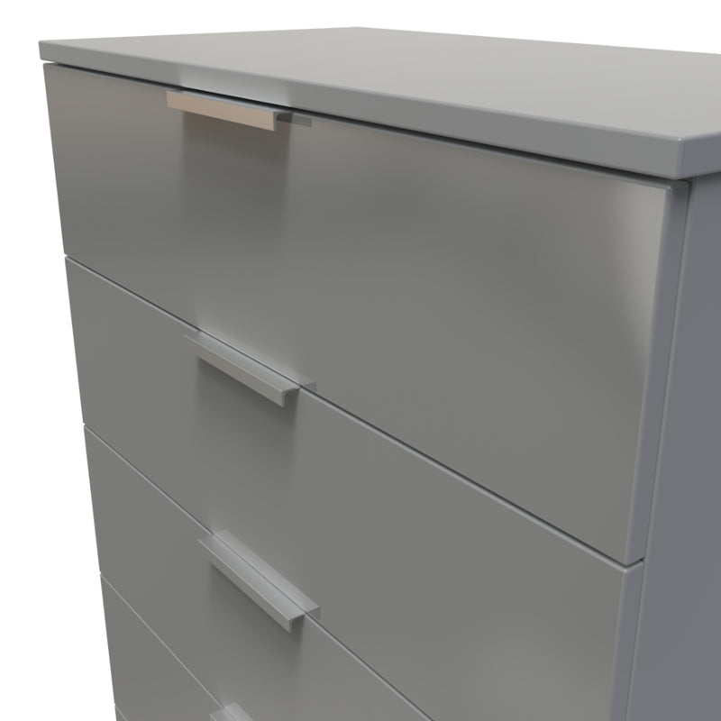 Paris Ready Assembled Chest of Drawers with 5 Drawers  - Uniform Gloss & Dusk Grey