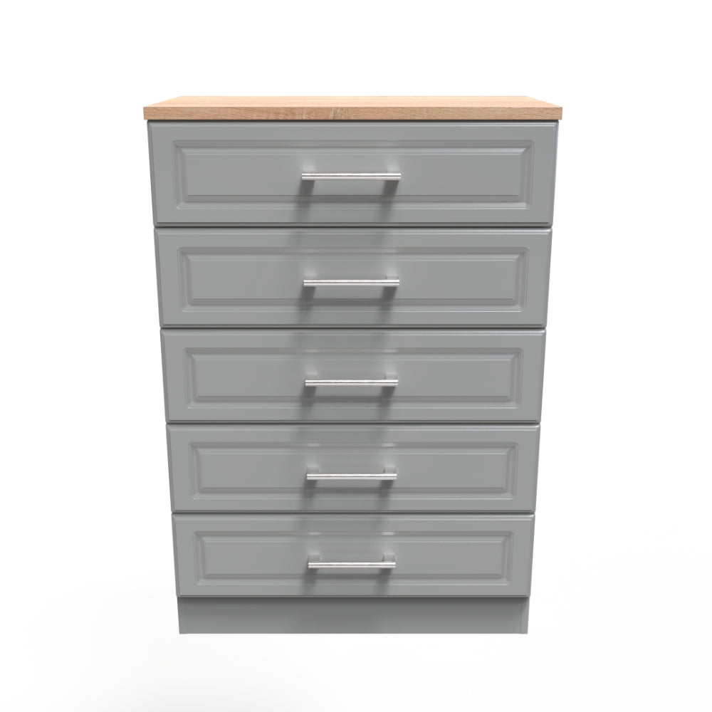 Kingston Ready Assembled Chest of Drawers with 5 Drawers Dust Grey