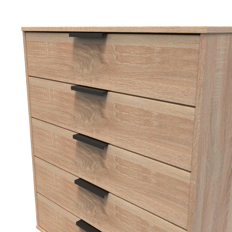 Helsinki Ready Assembled Chest of Drawers with 5 Drawers  - Bardolino Oak