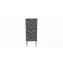Glitz Ready Assembled Tallboy Chest of Drawers with 5 Drawers  - Shadow Matt & Grey