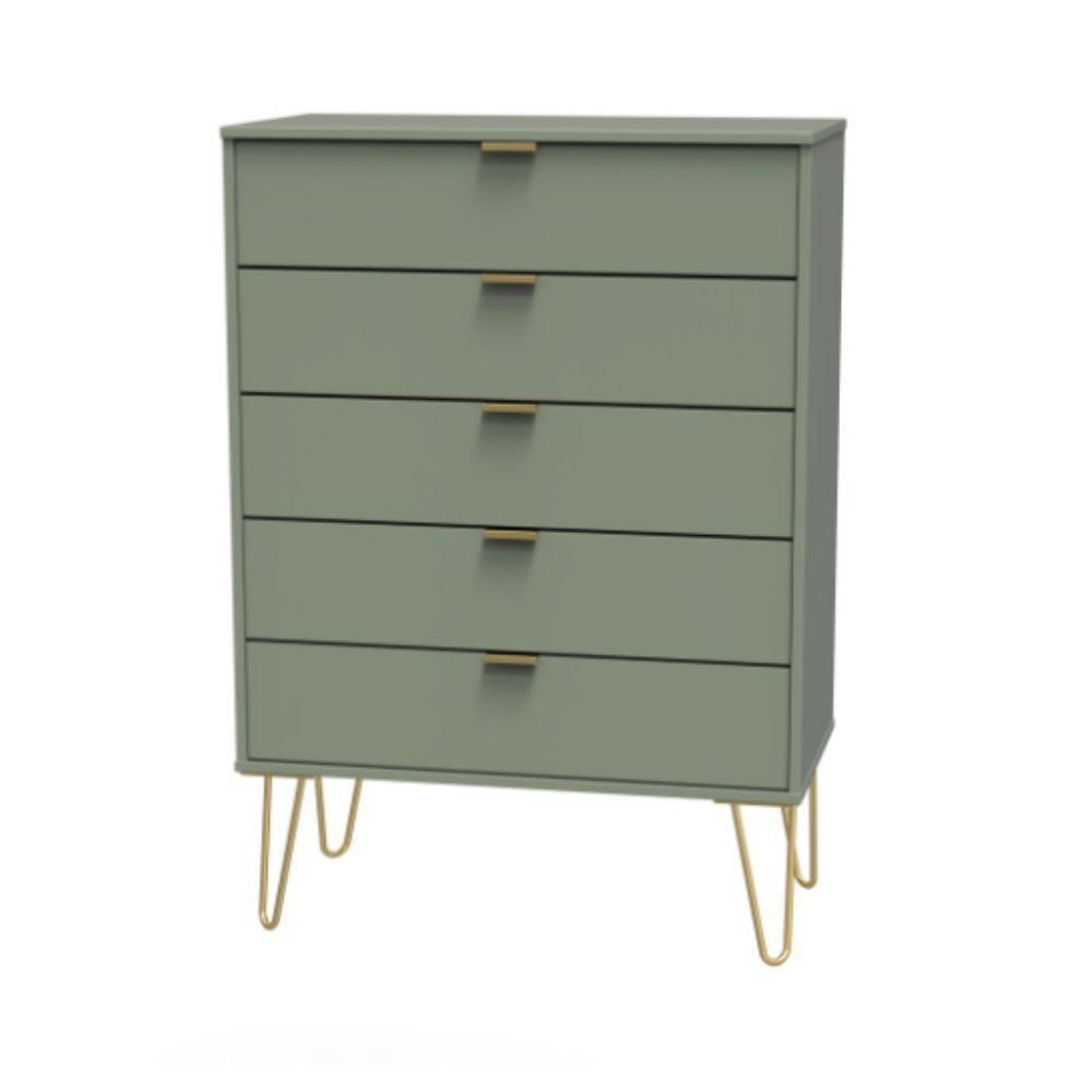 Harare Ready Assembled Chest of Drawers with 5 Drawers Reed Green