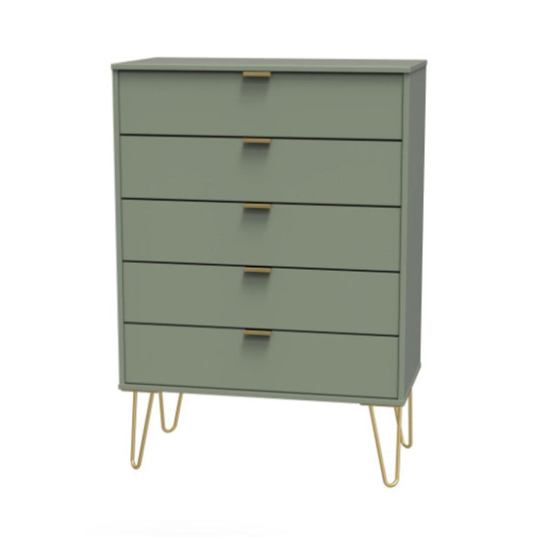 Harare Ready Assembled Chest of Drawers with 5 Drawers  - Reed Green