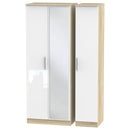 Copenhagen Ready Assembled Wardrobe with Triple Mirror  - White Matt & Oak