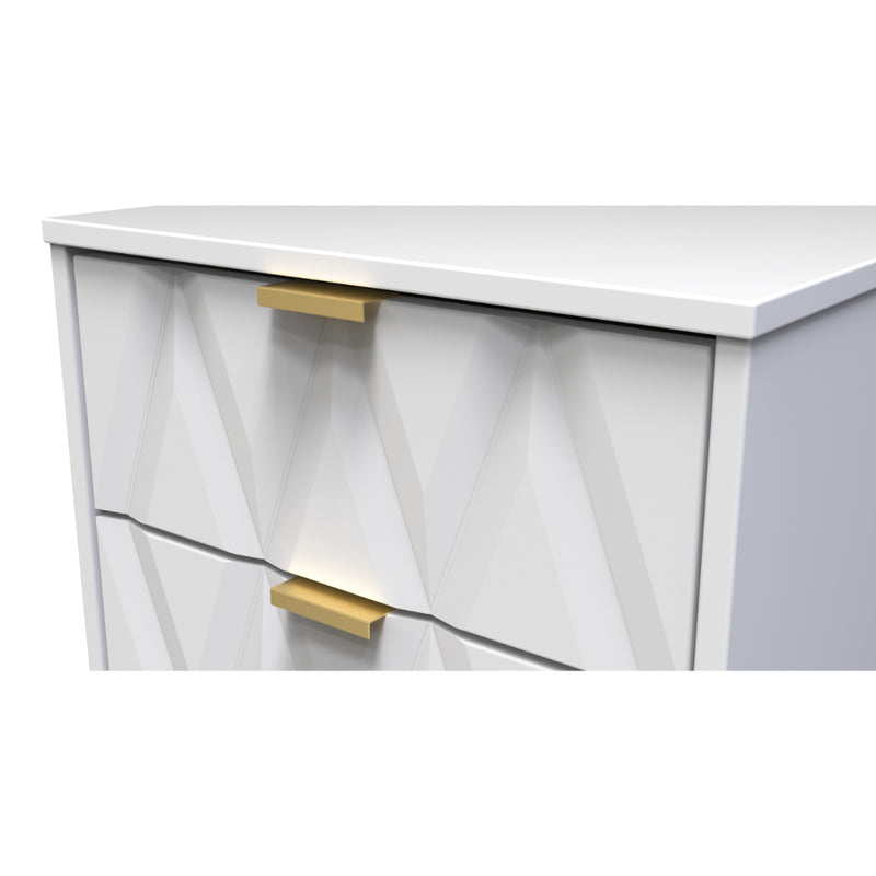 Glitz Ready Assembled Bedside Table with 2 Drawers  - White Matt & White