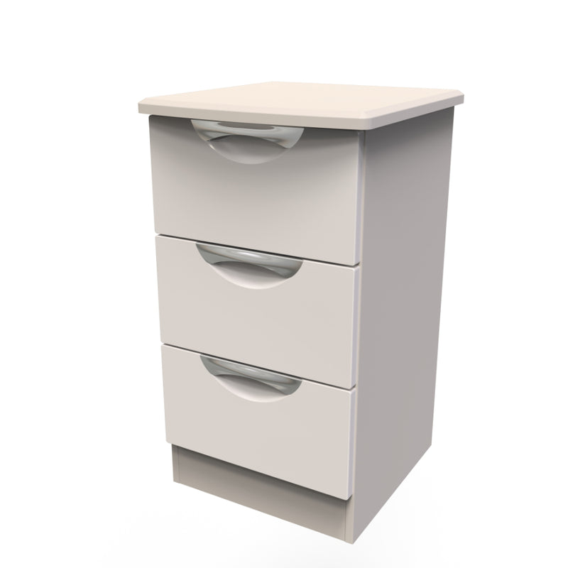 Cairo Ready Assembled Bedside Table with 3 Drawers  - Kashmir Gloss & Kashmir